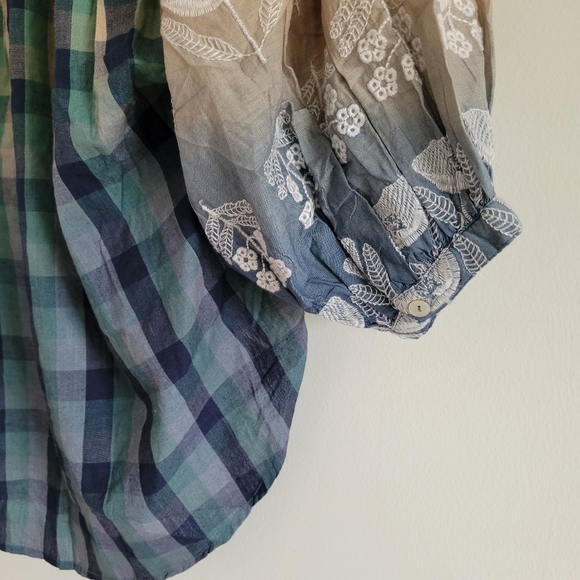 Lovestitch Floral Embroidered Color Gradation Peasant Slouchy High-Low Blouse S - Picture 4 of 8